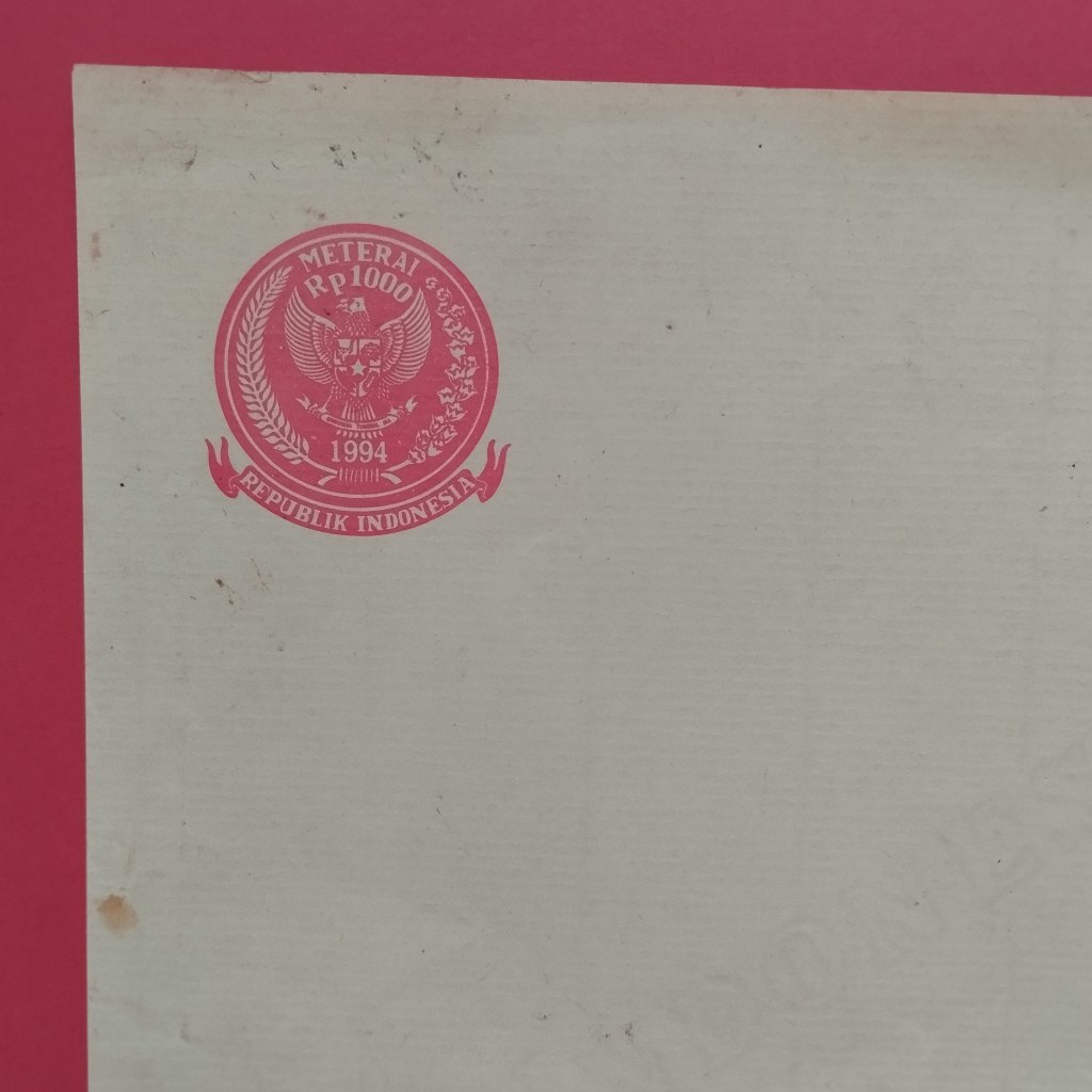 

Kertas Segel Rp 1000 Tahun 1994 Single