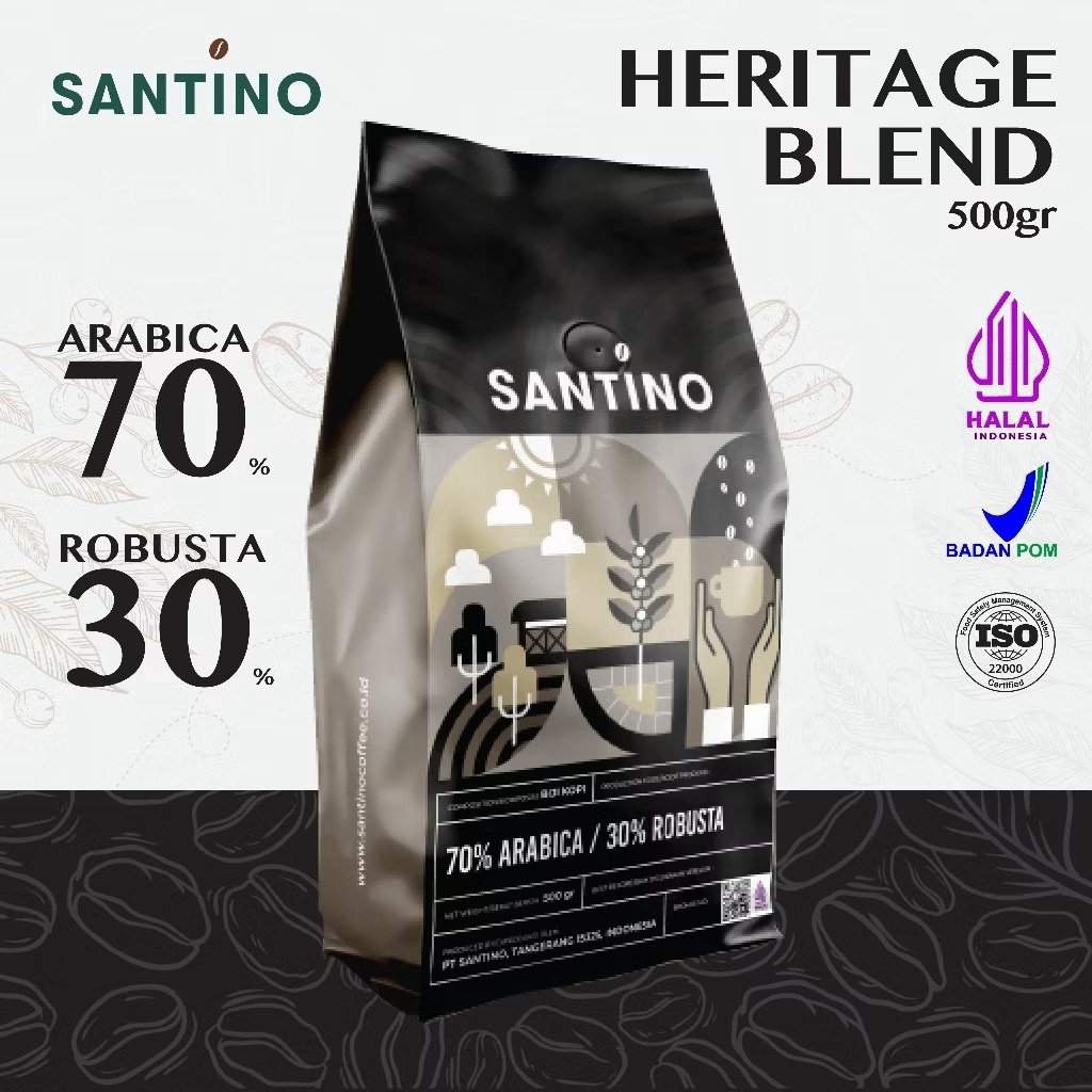 

Santino Coffee Beans 70% Arabica 30% Robusta - Heritage Blend 500 gr