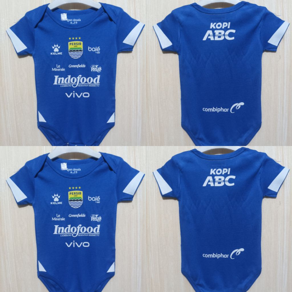 Baju Bola Bayi Jumper Bayi Romper Anak Usia 0-12bulan Klub Bola Persib Home 2025/2026 Bobotoh
