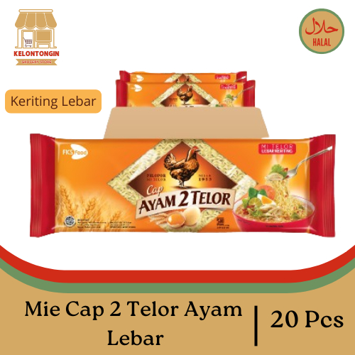 

Mie Cap Ayam 2 Telor - Mie Lebar 200gr - 1 Dus isi 20 Pcs / Mie Keriting / Mie Kering