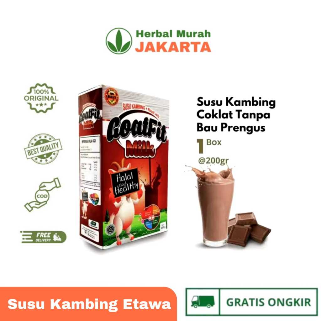 

Goat Fit Milk Susu Kambing Rasa Coklat Kemasan 200gr GoatFit Etawa Bubuk