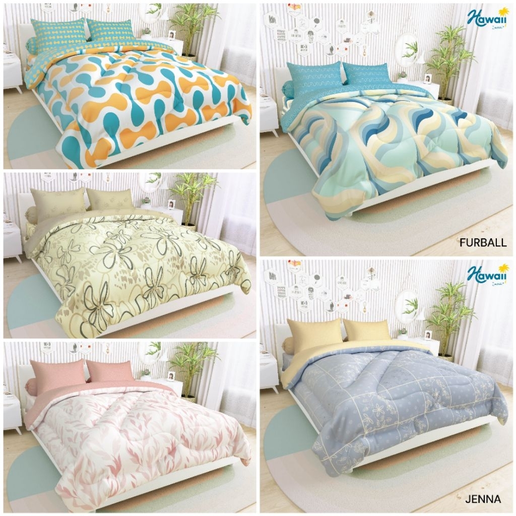 Bedcover Hawaii / Satu set bedcover Hawaii terbaru ukuran 180x200
