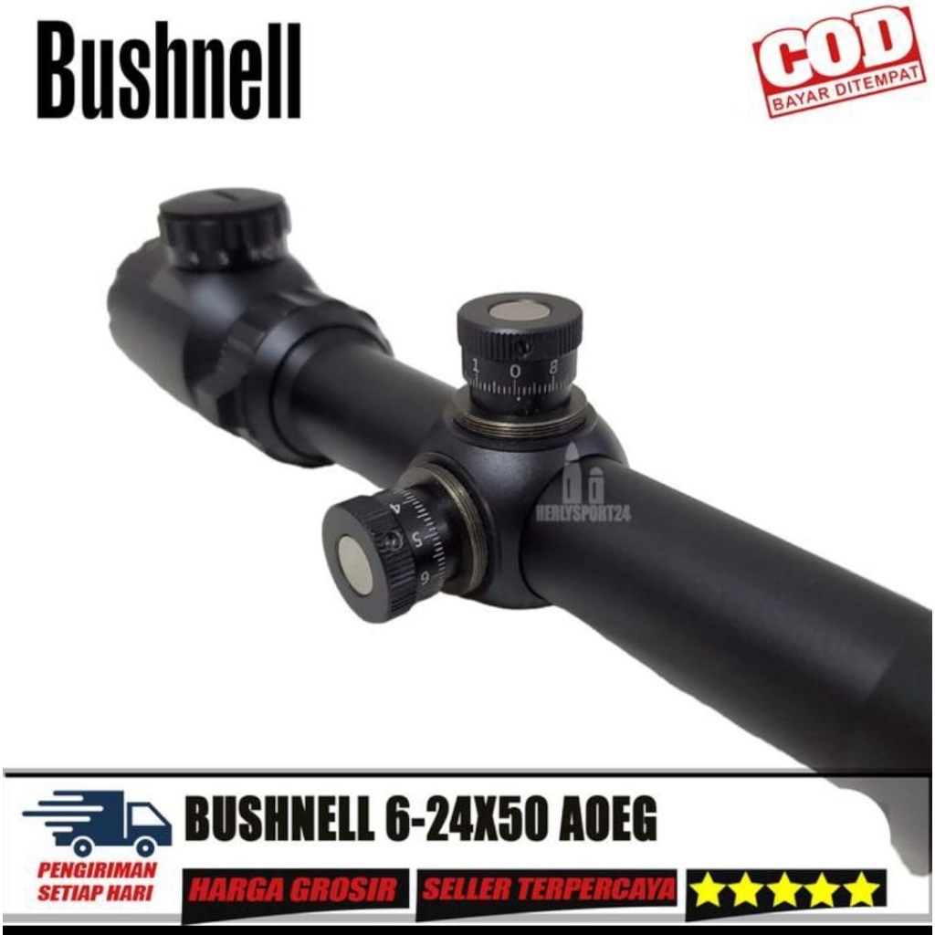 Teleskop Bushnell 6-24x50 AOEG Riflescope + Mounting & Lens Cover Original