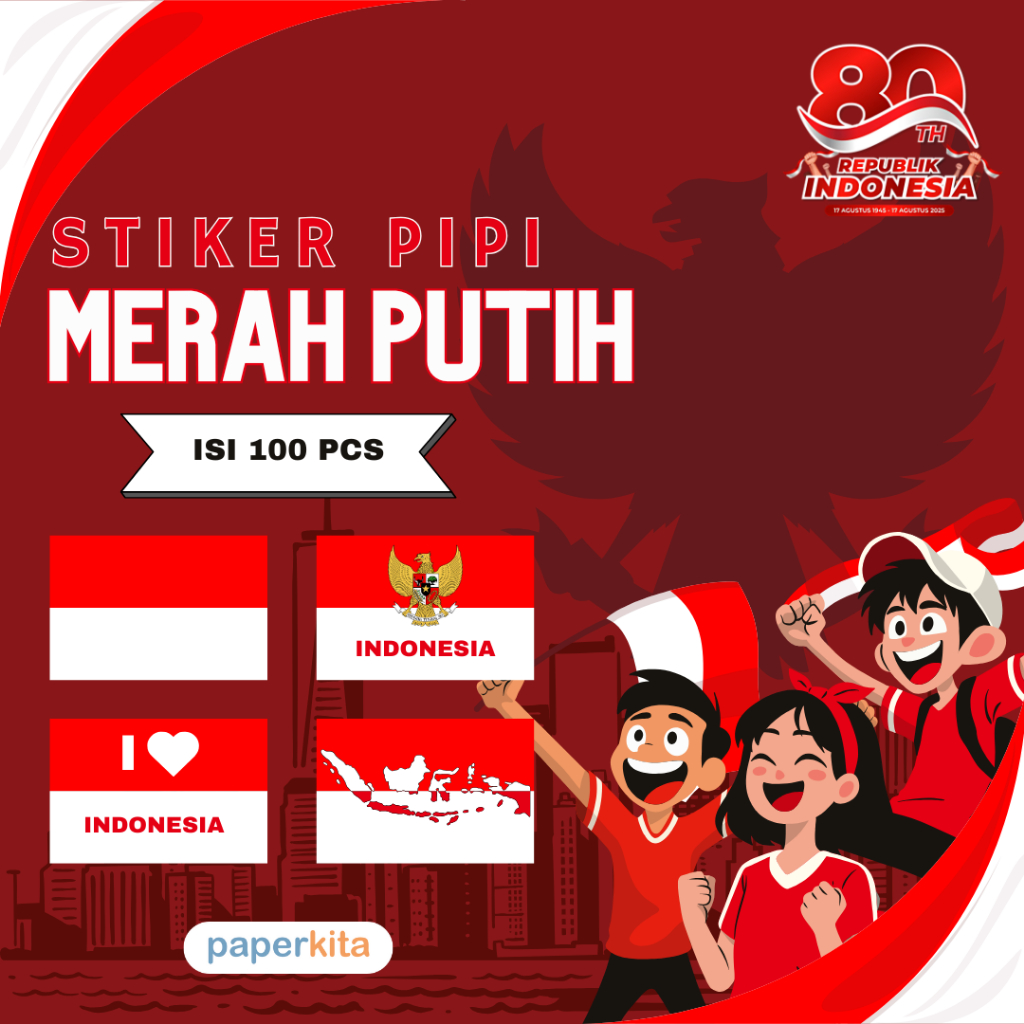 

Sticker Merah Putih untuk Pipi - Bendera Kemerdekaan 17 Agustus 1 lembar isi 100 Cutting Stiker