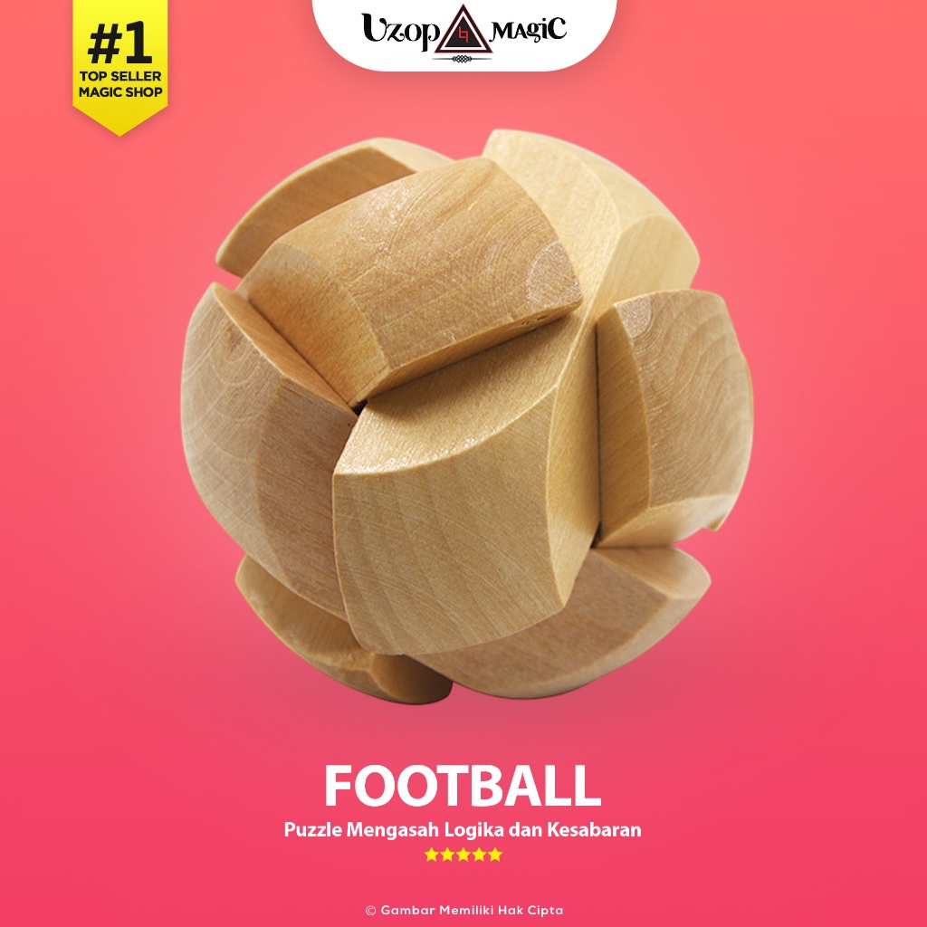 Puzzle Kayu 3D Kongming Lock Football - Puzzle Edukatif Anak & Dewasa - Uzop Magic Shop