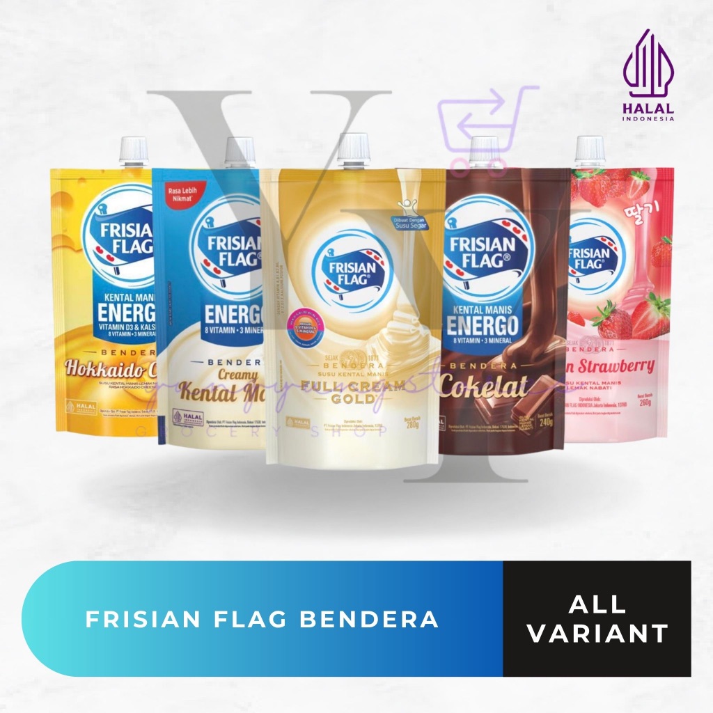 

[POUCH KECIL] Frisian Flag Susu Bendera Kental Manis Gold / Biru / Cokelat / Hokkaido Cheese / Korean Strawberry 240 / 260 / 280 gram