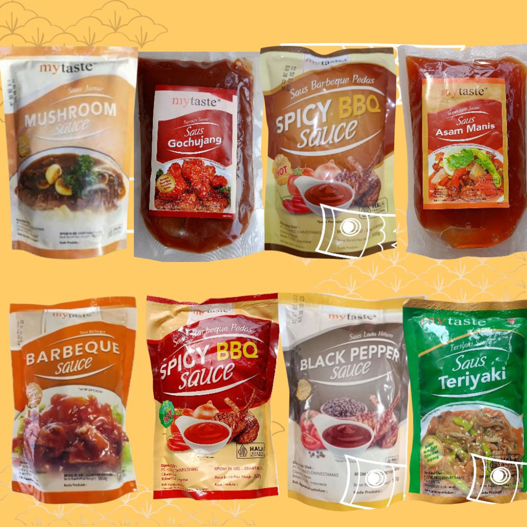 

MyTaste | My Taste Saus 500gr | Saus Lada BlackPepper | Bbq barbeque | level 2 | level 3 | Asam Manis | Gochujang | Bolognese | Bulgogi | Tiram | Teriyaki | Mushroom/jamur Saos Pack Original