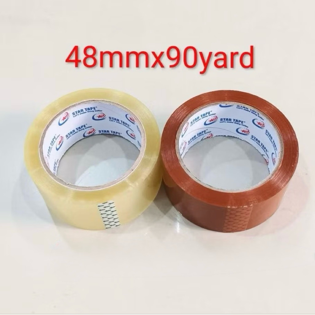 

(1Slop 6pcs) Lakban Star Tape 90Yard x 48mm Bening & Coklat Solatip Serbaguna
