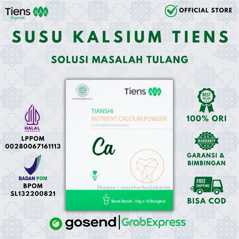 

Tianshi Nutrient Calcium Powder 1 Box Segel Isi 10 Bungkus - Susu Kalsium Tiens Dewasa Untuk Tulang