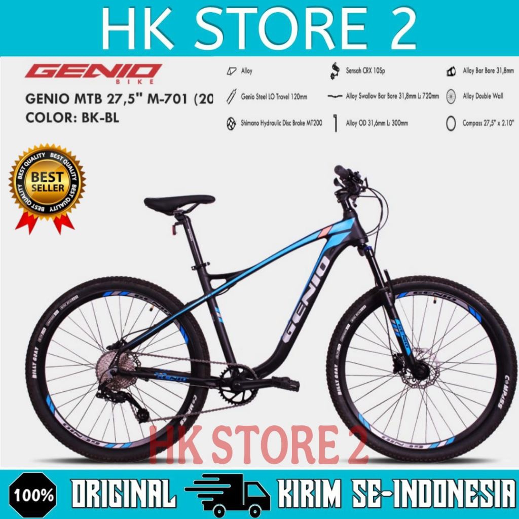Sepeda MTB Gunung GENIO M 701 Ukuran 27,5 Inch 10 Speed Alloy