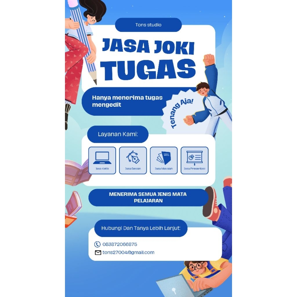 

JASA JOKI EDIT TUGAS,LOGO,BANNER,DLL!!!!! CHAT TERLEBIH DAHULU dijamin baguss