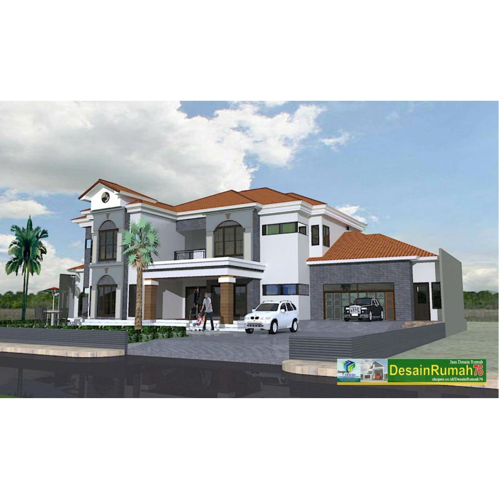 Desain rumah klasik modern 2 Lantai,ukuran LT 30x30,7 kamar tidur. paket desain komplit include gamb