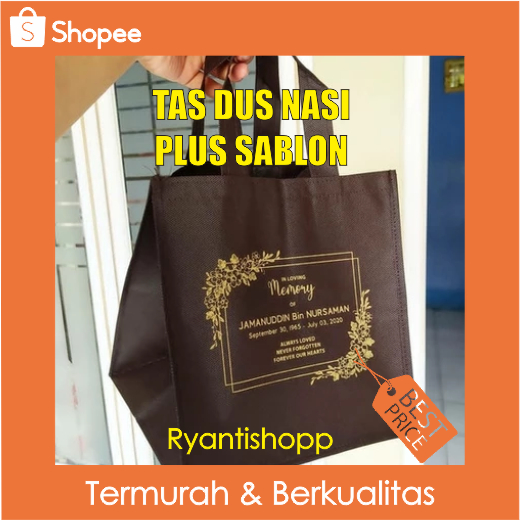 

Tas Spunbond Sablon Custom – Selesai 1 Hari! model Tali dus bag uk 23x23x30 dan 26x25x25 gramasi 75