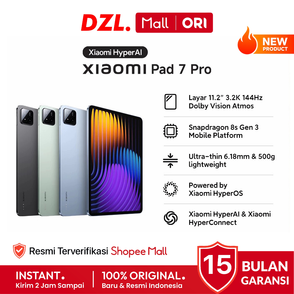 DZL - Tablet XIAOMI Pad 7 Pro 12/512 GB Original Resmi Official Store Mall Tab Gaming Ori