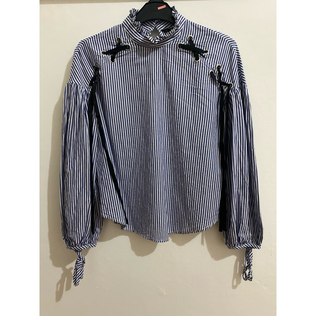 Kemeja Stripes | Baju Atasan Wanita Basic Casual/Formal Garis-Garis Zara