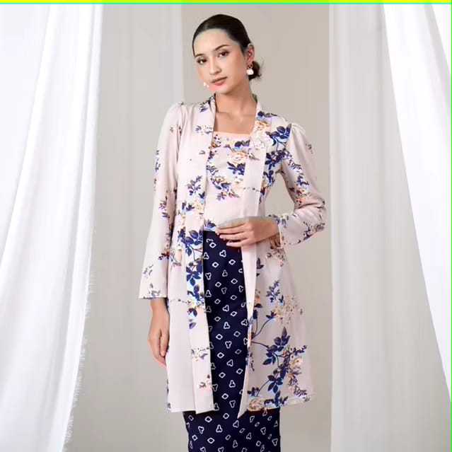 Kebaya Kutu Baru Modern Hijab Kebaya Tunik Kebaya Panjang Kebaya Kutu Baru Tunik Bunga Navy Kebaya K