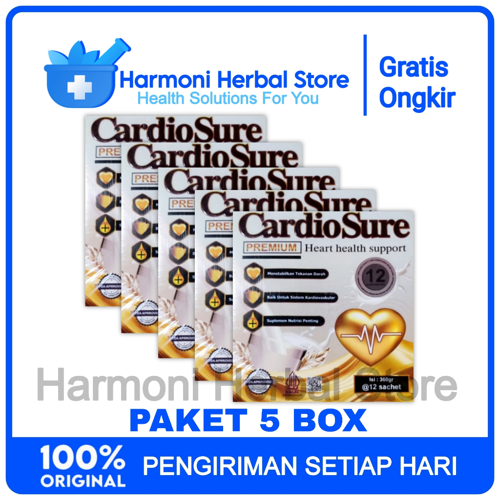 

5 Box Susu Cardiosure Original Asli 100% Atasi Hipertensi Darah Tinggi Kolesterol & Asam Urat