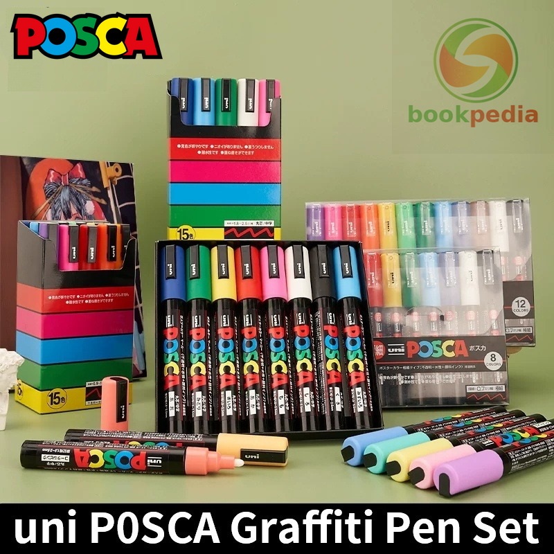 

Uni POSCA Water Based Paint Marker Set PC-1M PC-3M PC-5M PC-8K Set Posca Spidol Multi 1M 3M 5M 8K