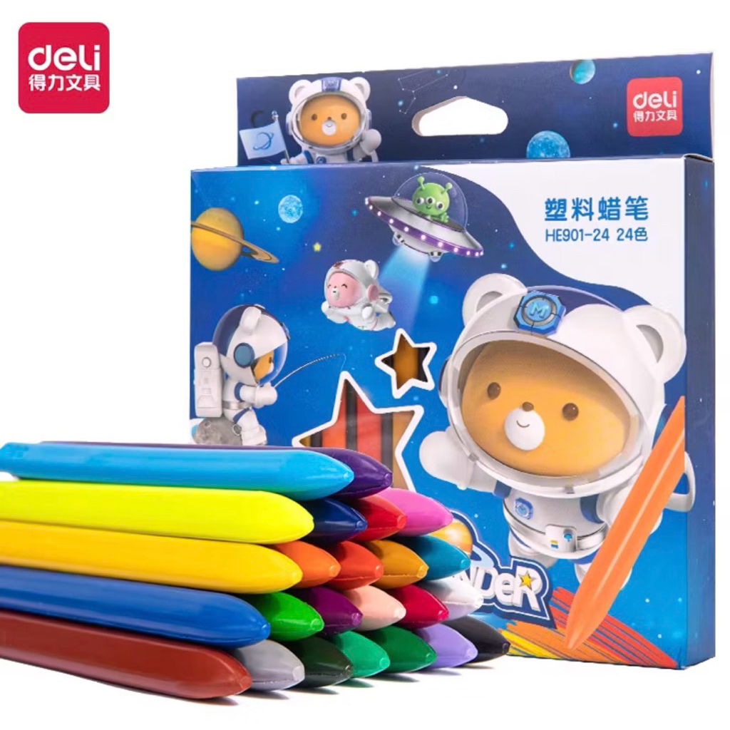 

Deli Plastic Crayon / Krayon Plastik 12/24/36 Tidak mengotori tangan ergonomis tidak beracun HE901