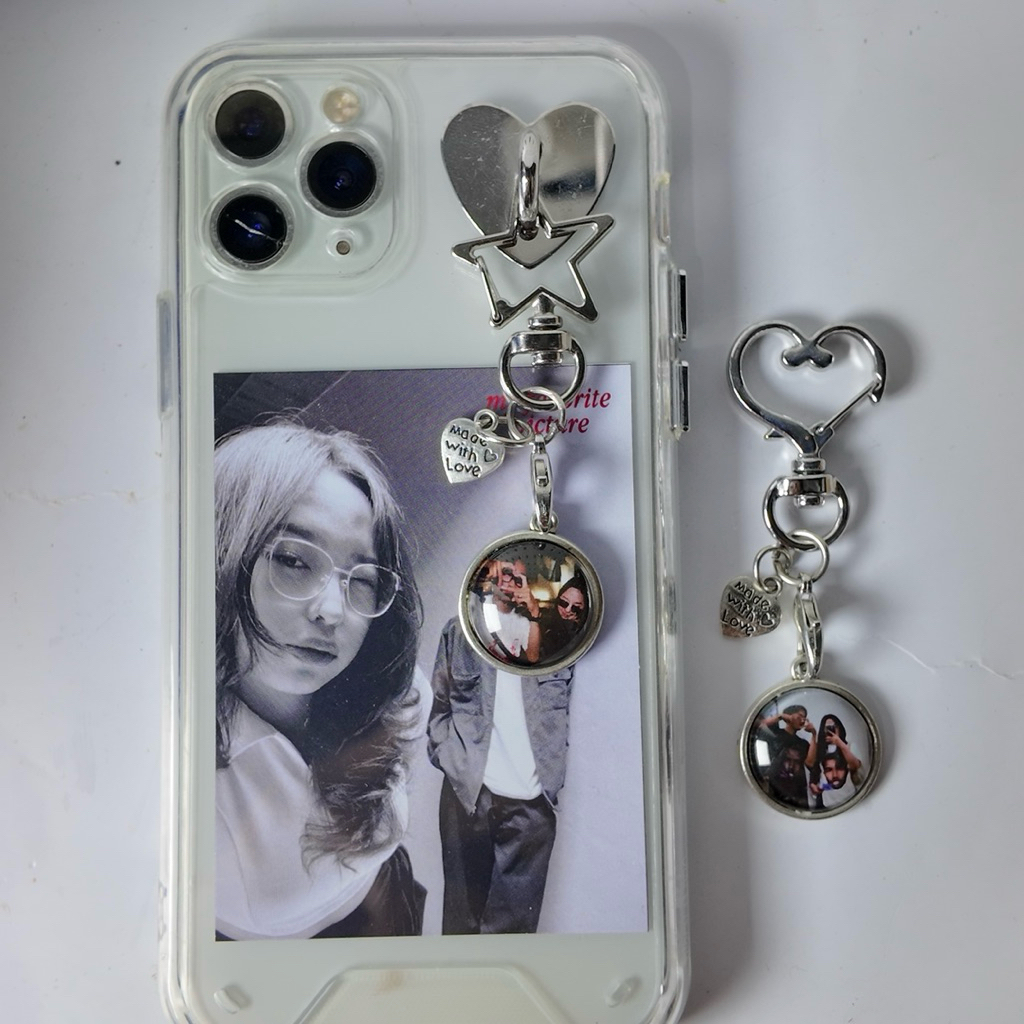 keychain glass dome custom foto / gantungan hp custom