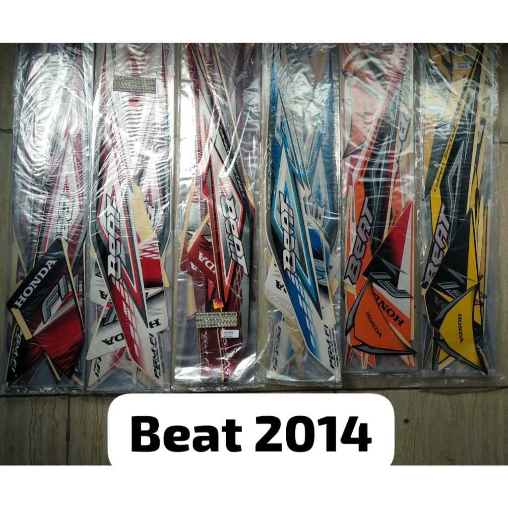 ●Striping Ori Beat Merah Hitam Tahun 2014 Full Set - List Body Honda Beat