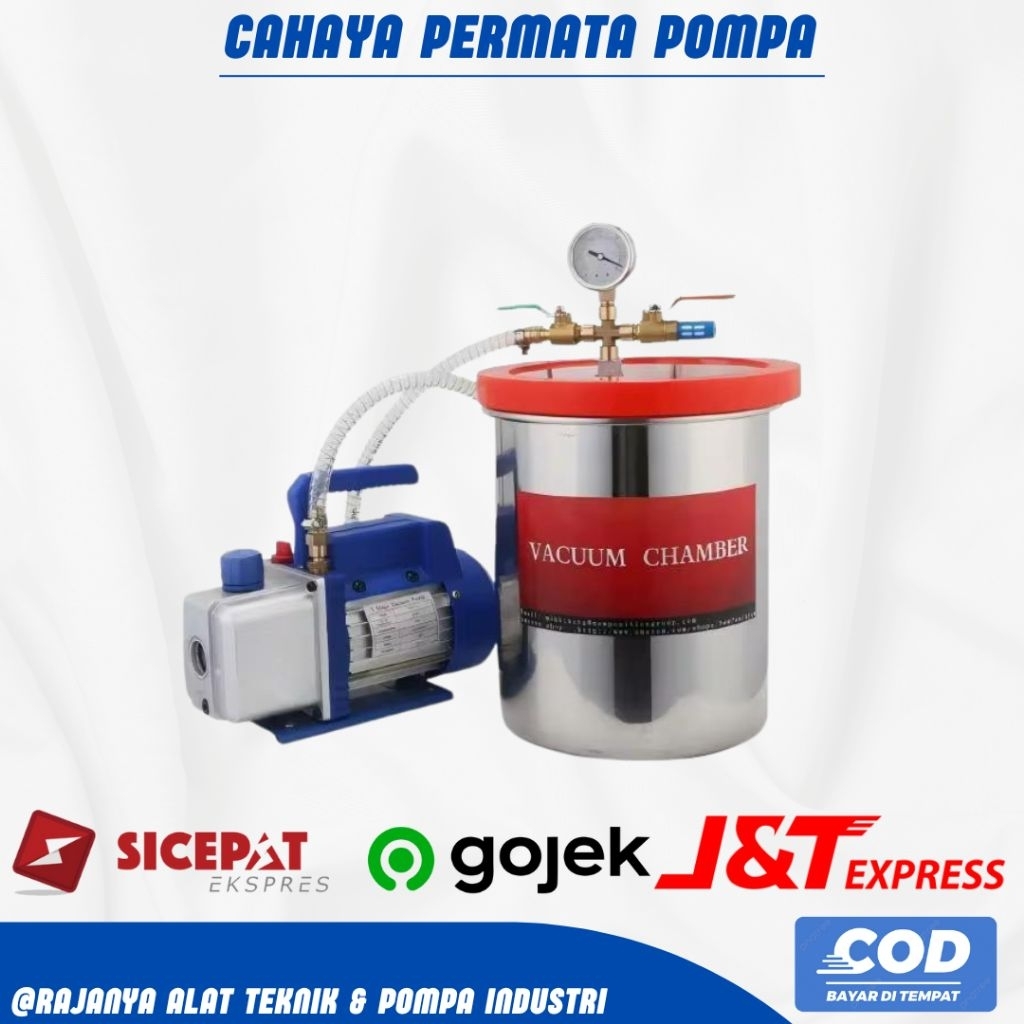 Vacuum Chamber 9 galon (34 L) + Vacuum Pump 1 hp