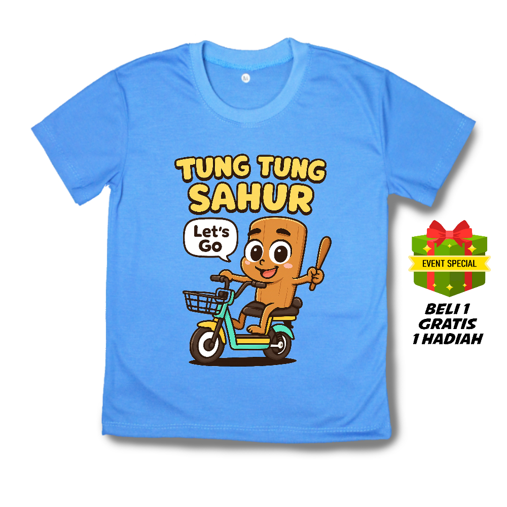 Baju Kaos Distro Anak Laki Laki Adem Nyaman Tung Tung Sahur Sepeda Listrik Sablon DTF Bonus Hadiah A