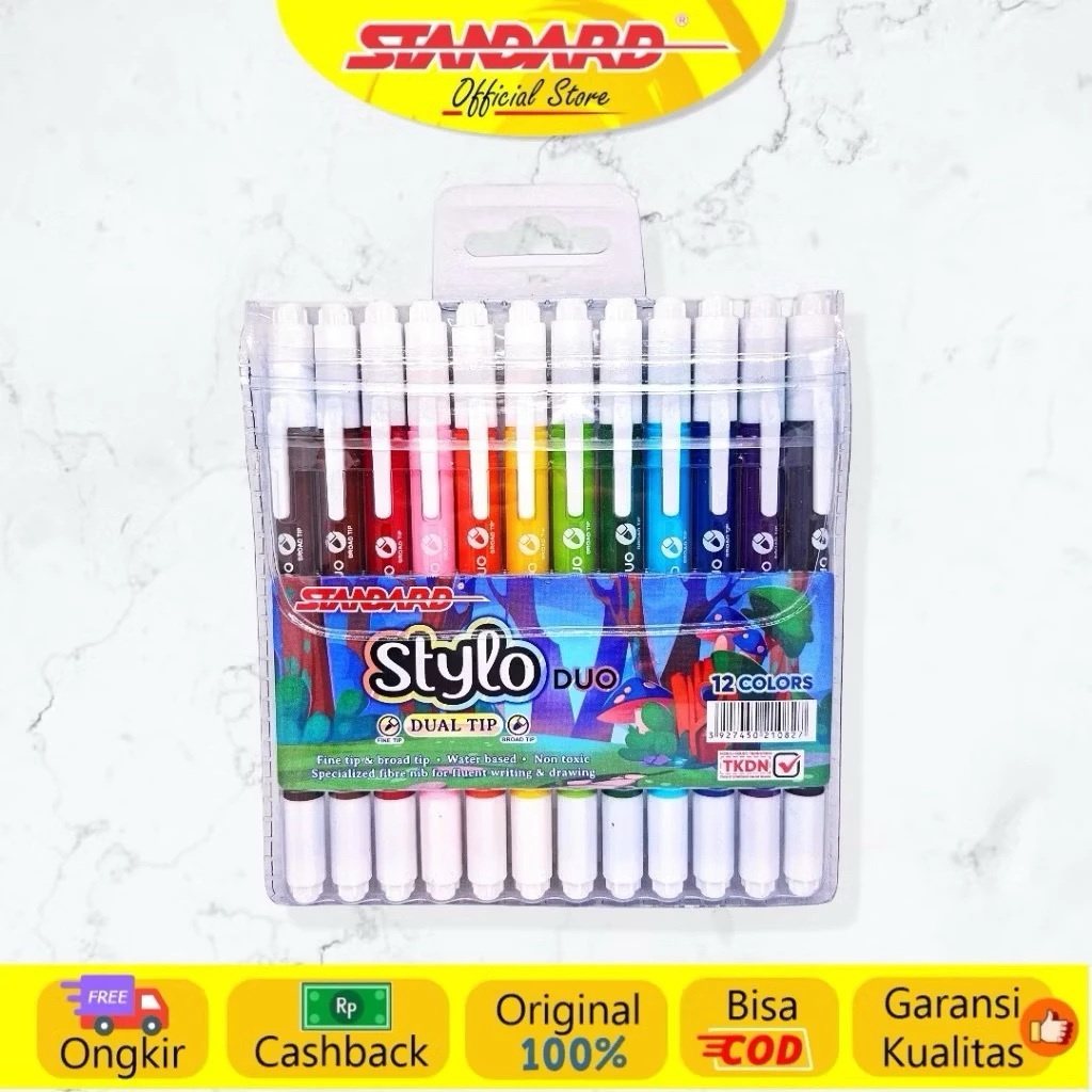 

Spidol 12w Standard Stylo Duo Marker/ Dual Tip