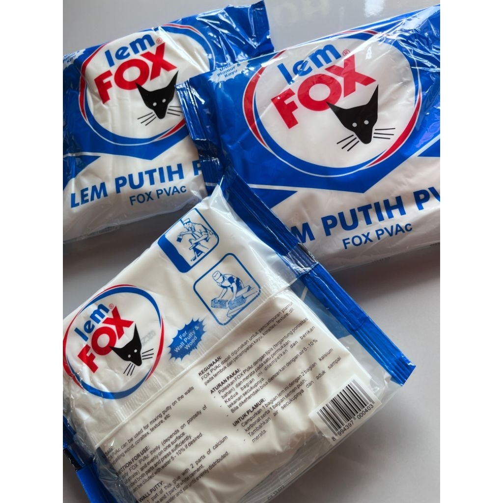 

LEM FOX PVAc BIRU ( FB Kental) Kantong 350g/ Lem putih biru