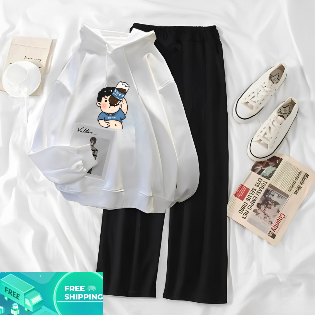 JBF Baju 1 Set Wanita Remaja Setelan Hoodie Dan Celana Panjang Haha