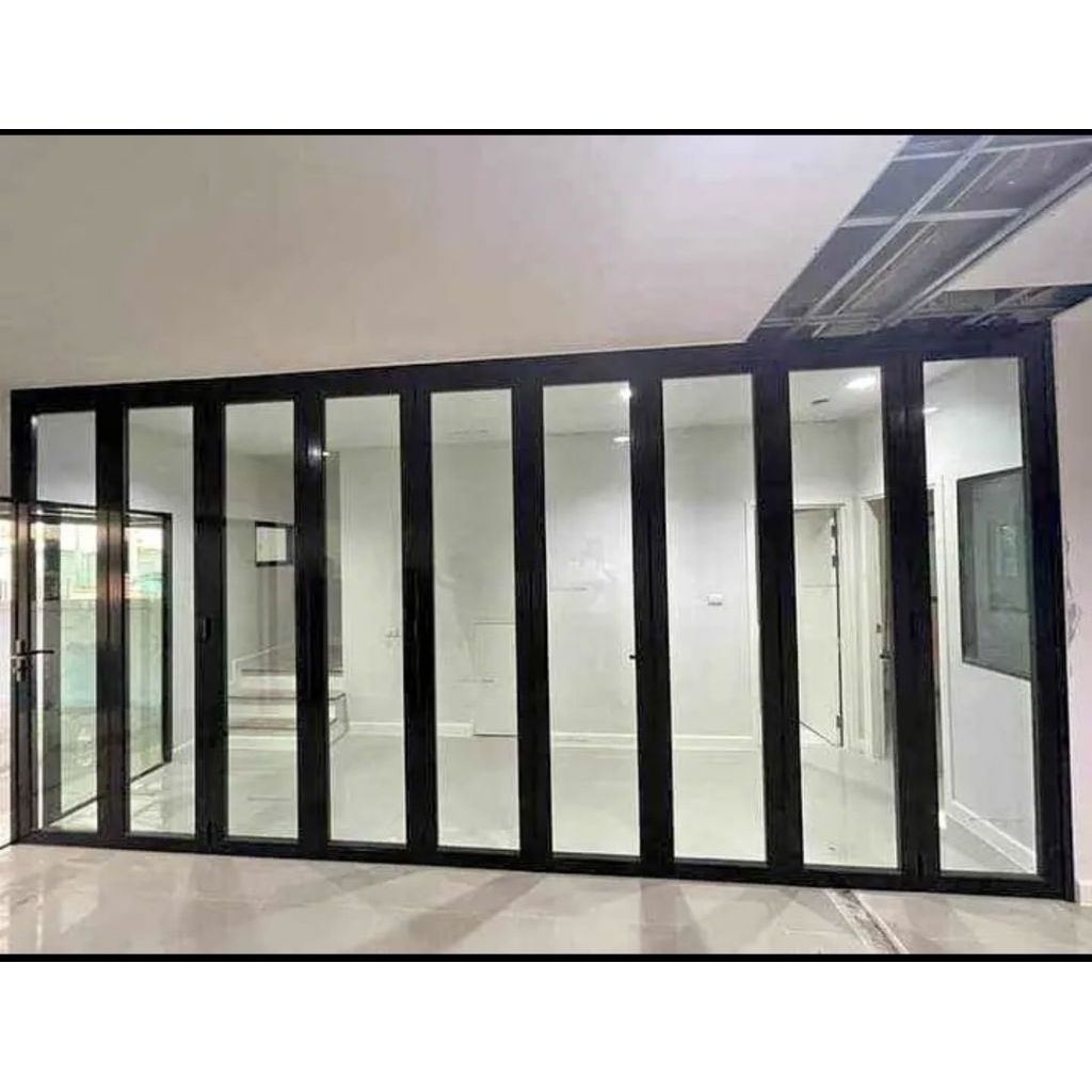 Pintu folding door aluminium ukuran custom kaca 5mm prdaun