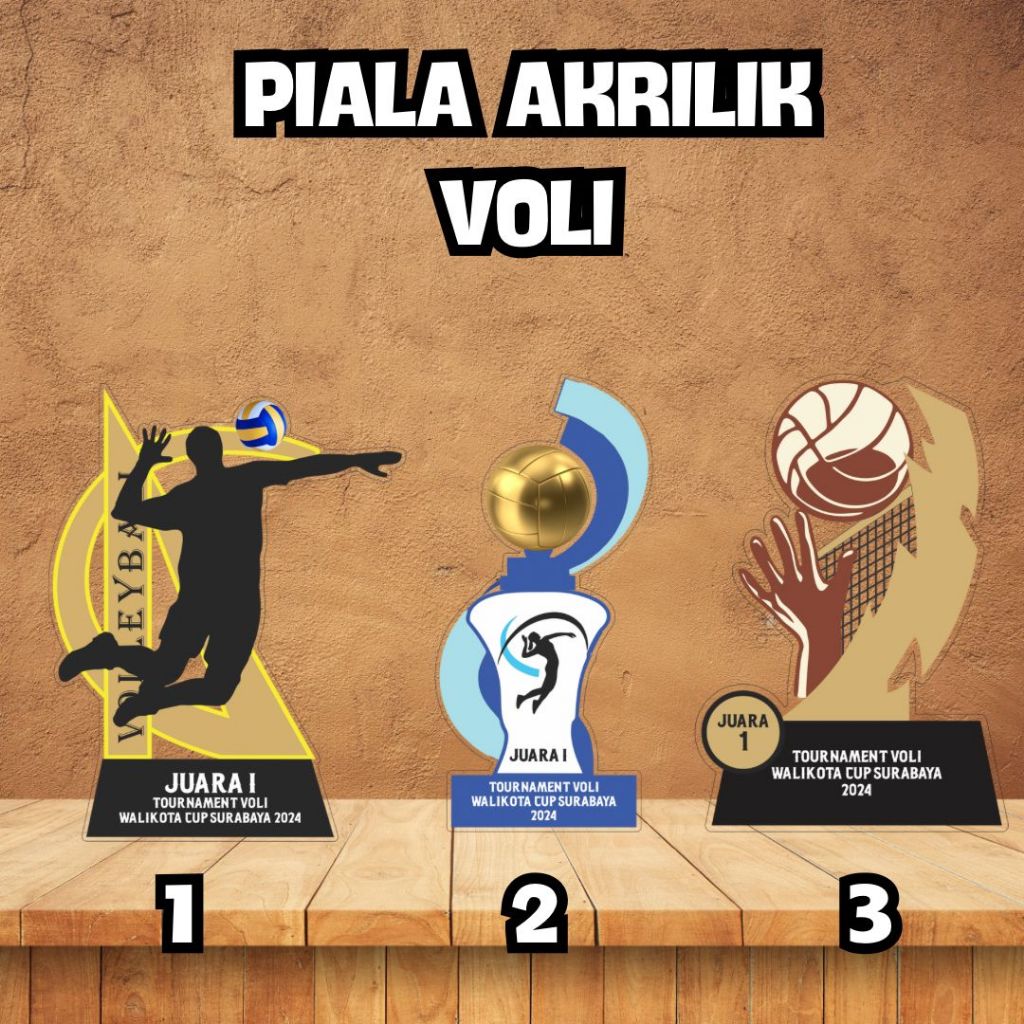Piala Voli Akrilik Custom Free Design