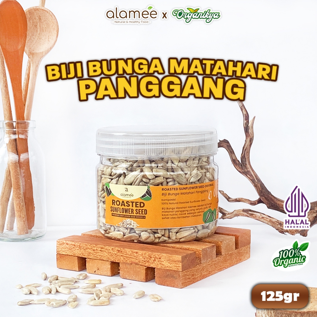 

ALAMEE Roasted Sunflower Seed Biji Bunga Matahari Kupas Oven Biji Kuaci Panggang125gr organikya