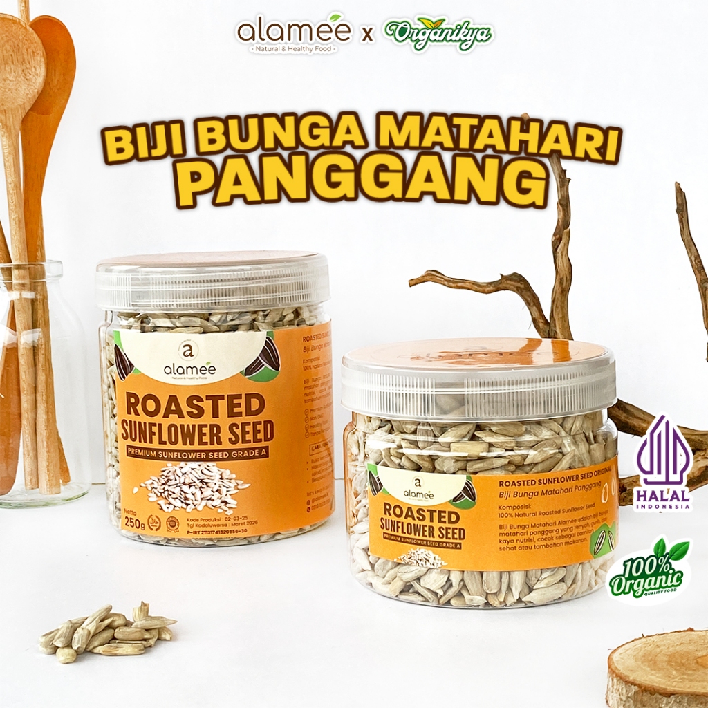 

ALAMEE Roasted Sunflower Seed Biji Bunga Matahari Kupas Oven Biji Kuaci Panggang organikya
