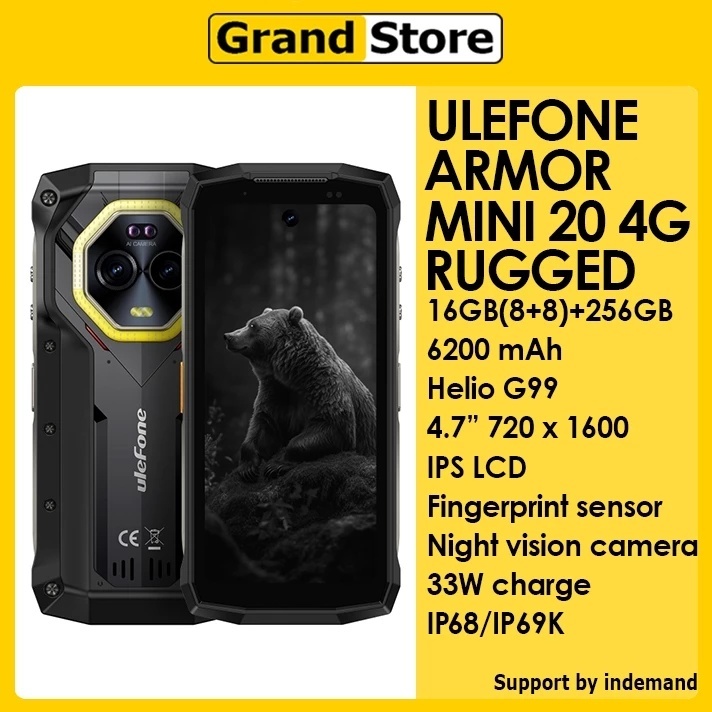 ULEFONE ARMOR MINI 20 4G 16GB+256GB Android 14 4.7" IPS 720 x 1600 6200mAh Rugged Smartphone