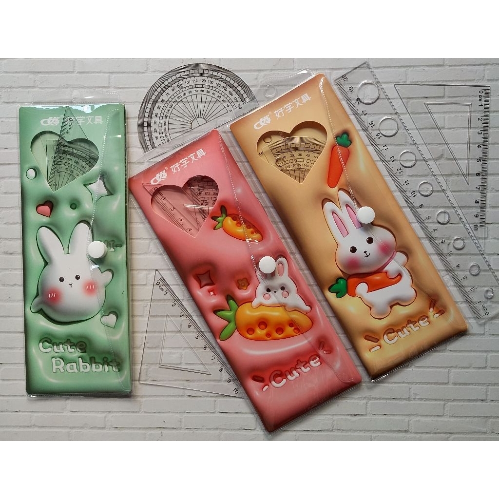 

(4PC) PENGGARIS SET CUTE /PENGGARIS 20CM,SIKU SIKU, SETENGAH LINGKARAN, SEGITIGA