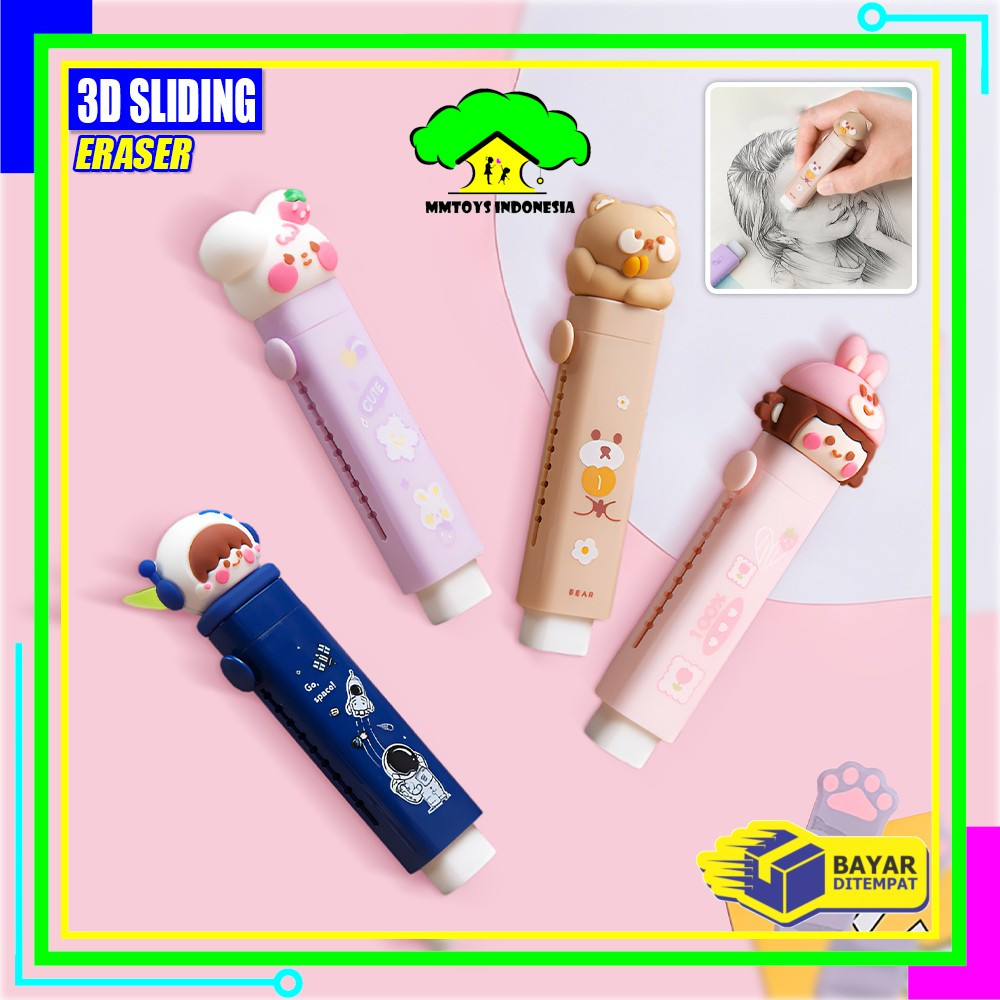 

MI-A78 Penghapus Pensil Mekanik Free 2PCS Refill Penghapus Karakter Kartun 3D Sliding Eraser / Mechanical Eraser Perlengkapan Sekolah Anak / Penghapus Pensil Anak Import