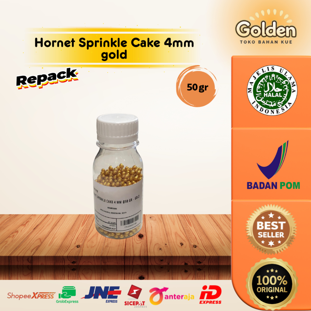 

Hornet Sprinkle Cake 4mm gold, 50 gr