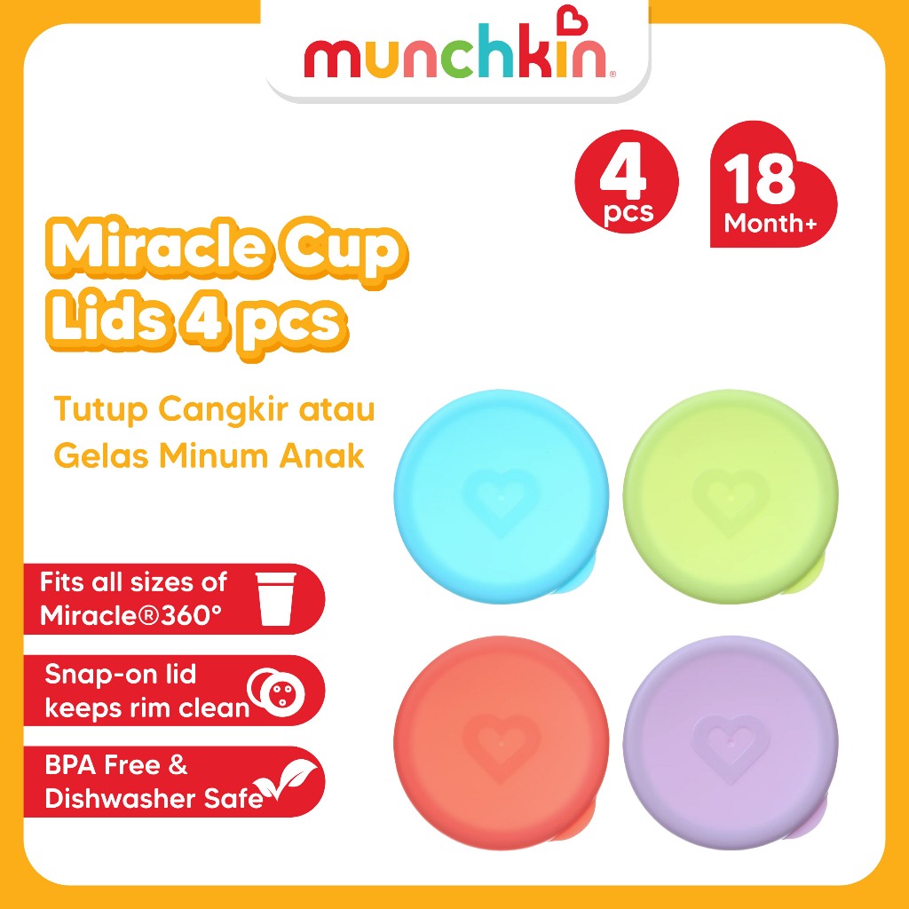 MUNCHKIN Miracle Cup Lids 4 pcs / tutup botol minum anak munchkin tutup cangkir minum anak munchkin
