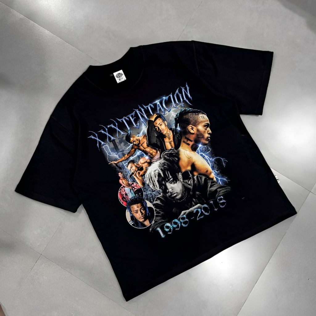 XXXTentacion Baju Kaos Musik Rap HiP Hop Vintage Hitam Cotton 24s