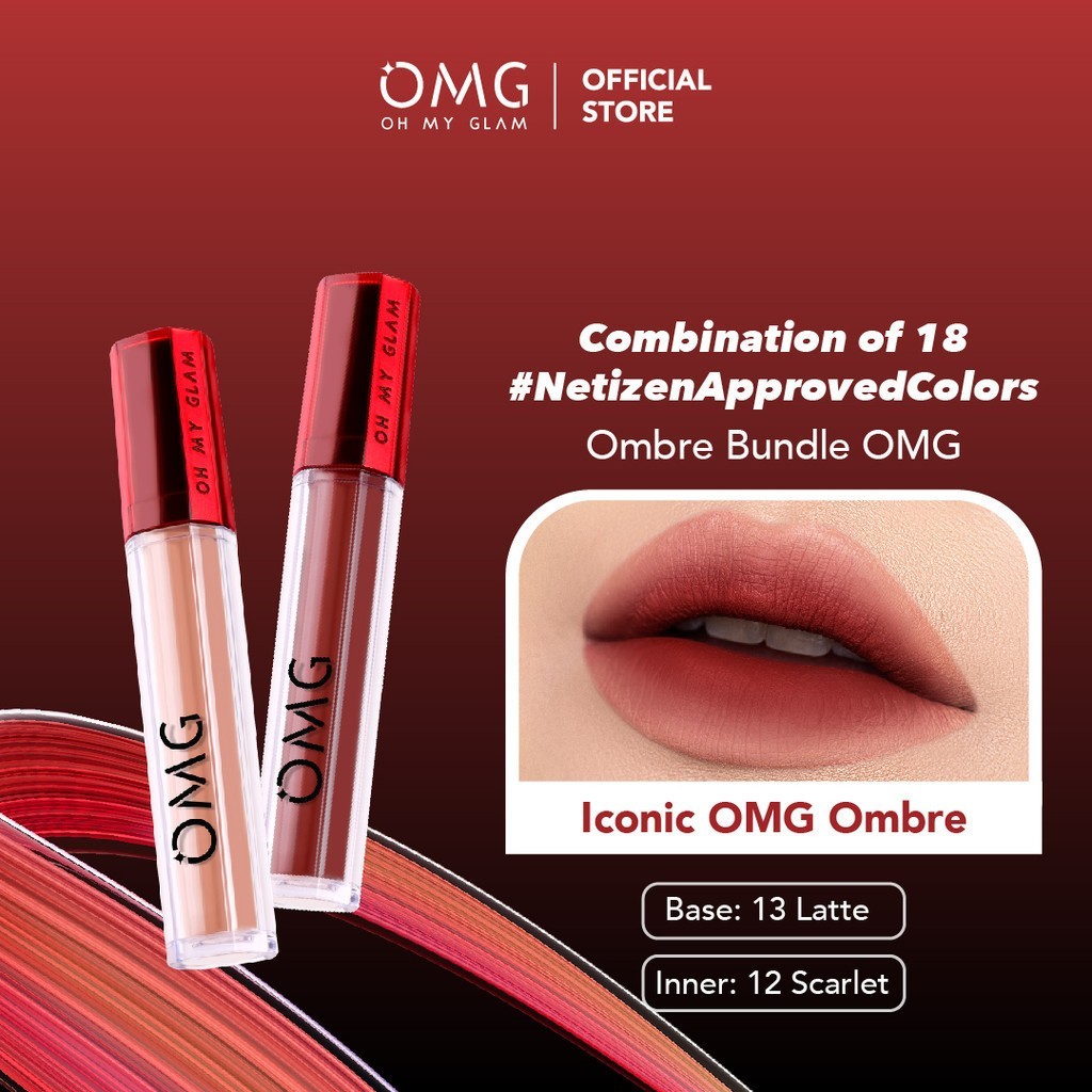 OMG Lip Cream Matte Bundle 2pcs – Ombre Lipstick, Creamy, Tahan Lama & Tidak Kering