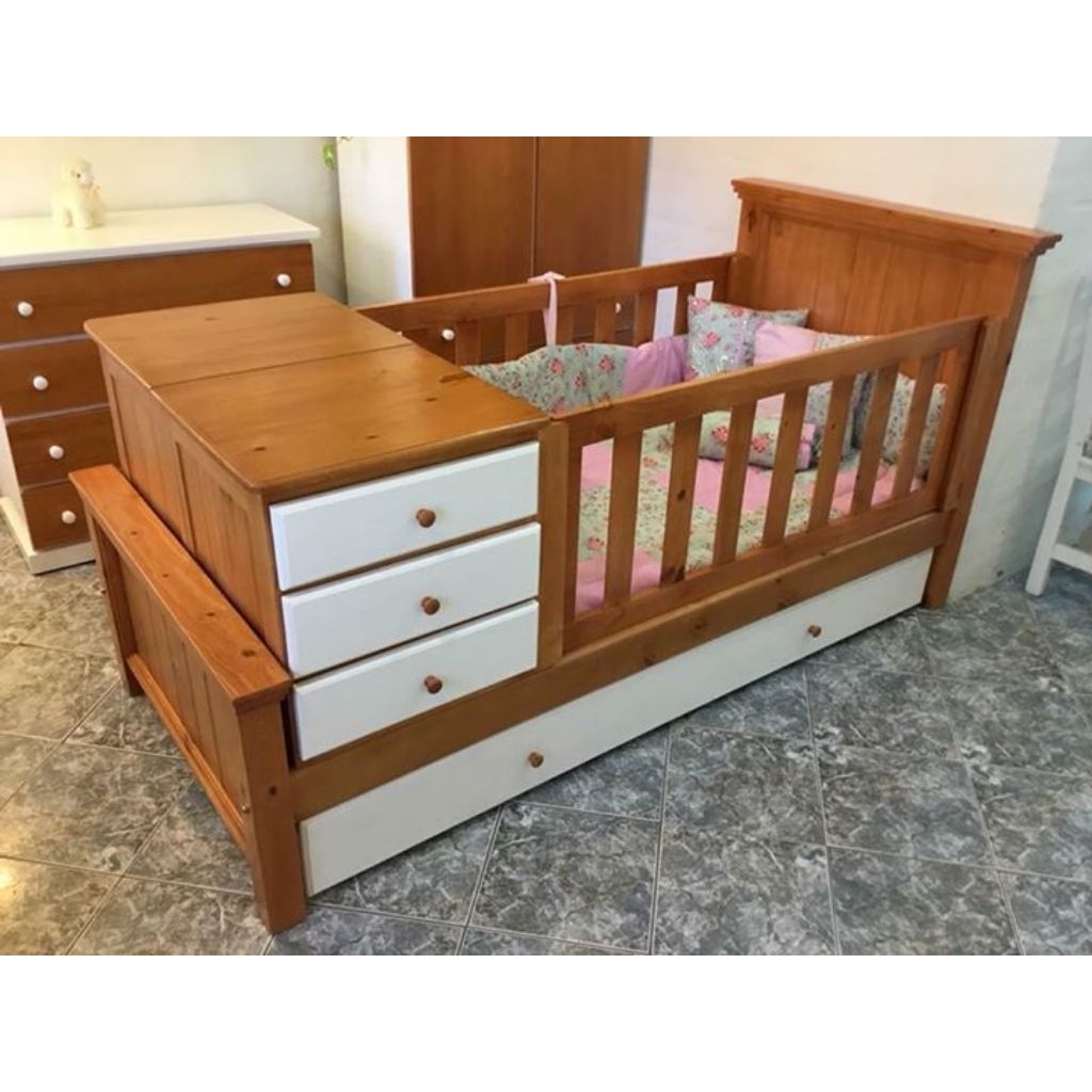 Tempat Tidur Anak Minimalis Modern / Ranjang Bayi Kayu Jati Jepara / Tempat Tidur Laci Bayi Aestheti