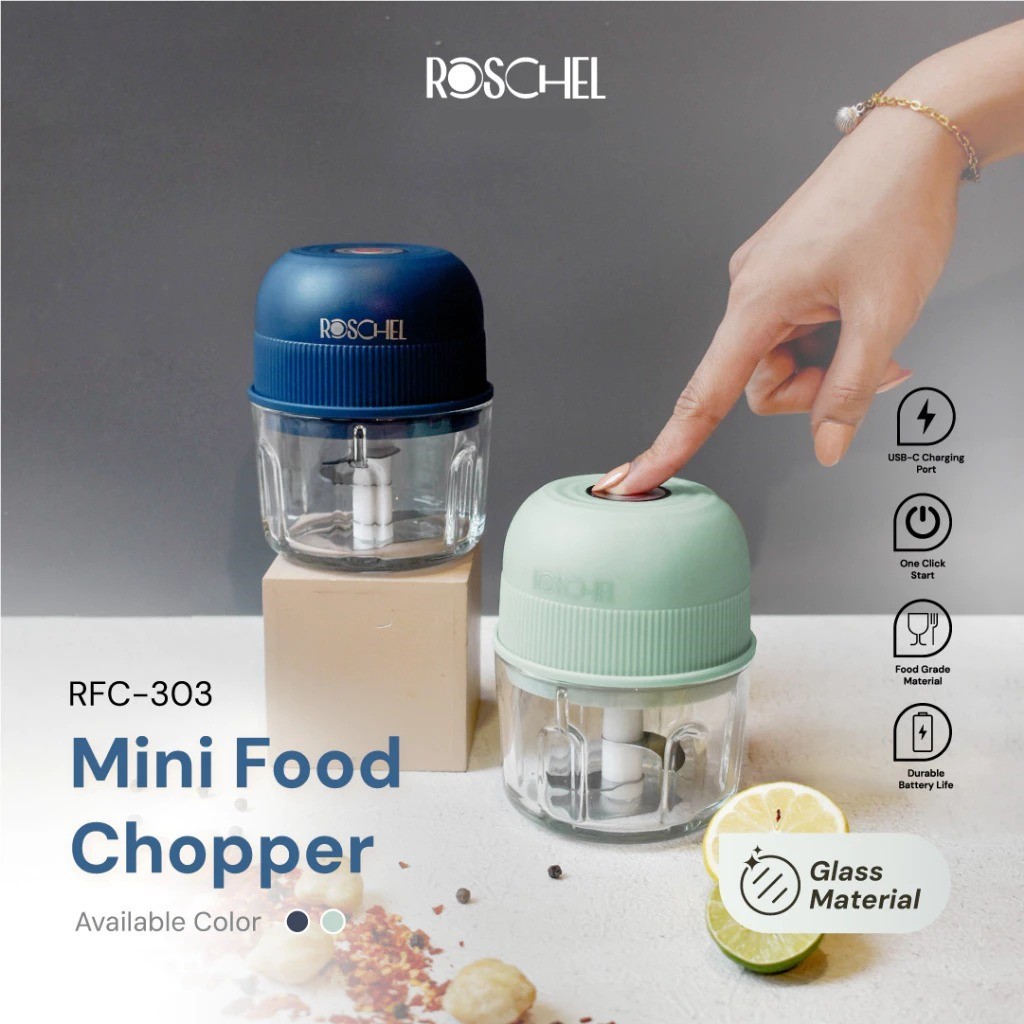 Roschel Chopper Mini Tabung Kaca RFC 303 Mini Chopper Portable Kapasitas 300 ML
