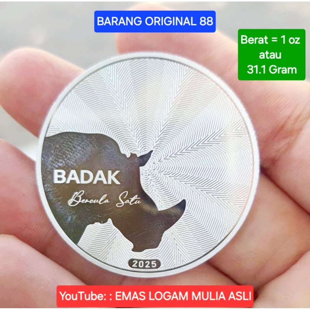 BADAK PERAK BERCULA LANGKA SATU 31.1 GRAM ASLI MURNI KADO HADIAH SOUVENIR TOKO GOLD SILVER JAKARTA B