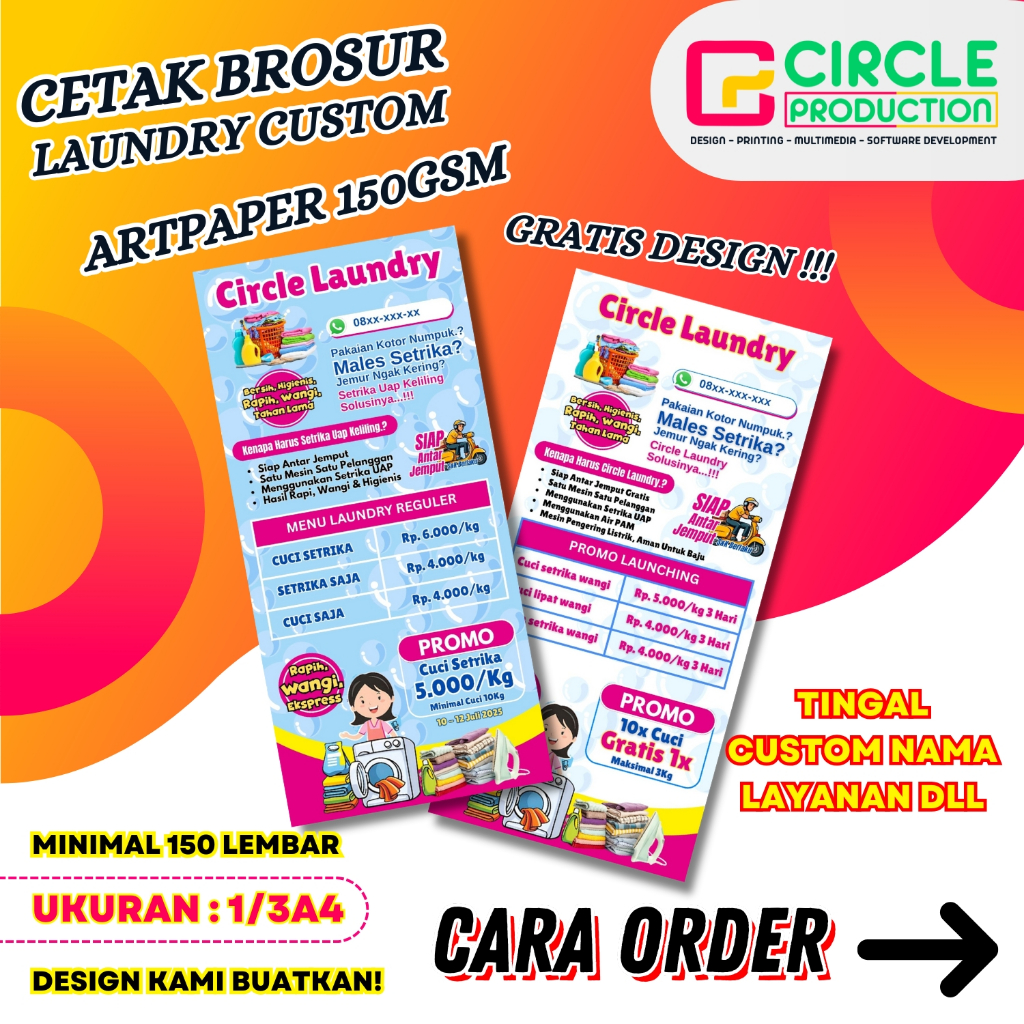 

CETAK BROSUR LAUNDRY UKURAN 1/3A4 GLOSSY! TINGGAL CUSTOM.!