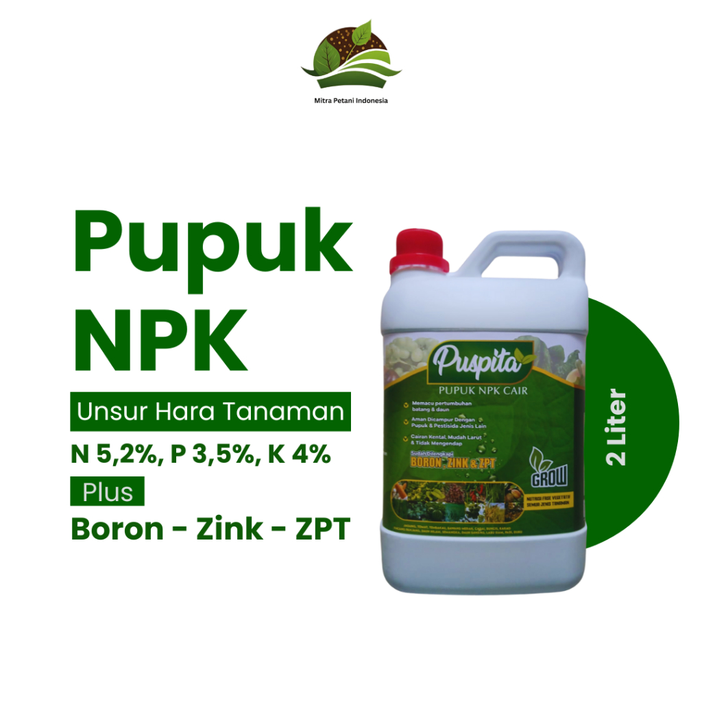 Puspita - Pupuk Npk Cair Mutiara Untuk Daun Batang Tanaman & Buah Lebat Plus ZPT Perekat Giberelin