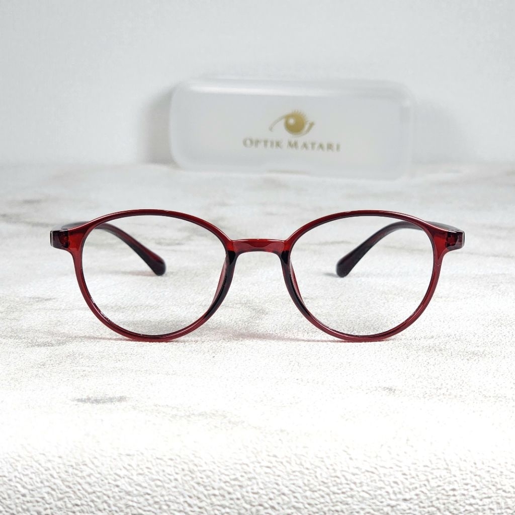 Kacamata Wanita Bulat Oval Anti Radiasi Frame TR DOU-001 Photochromic Bluechromic
