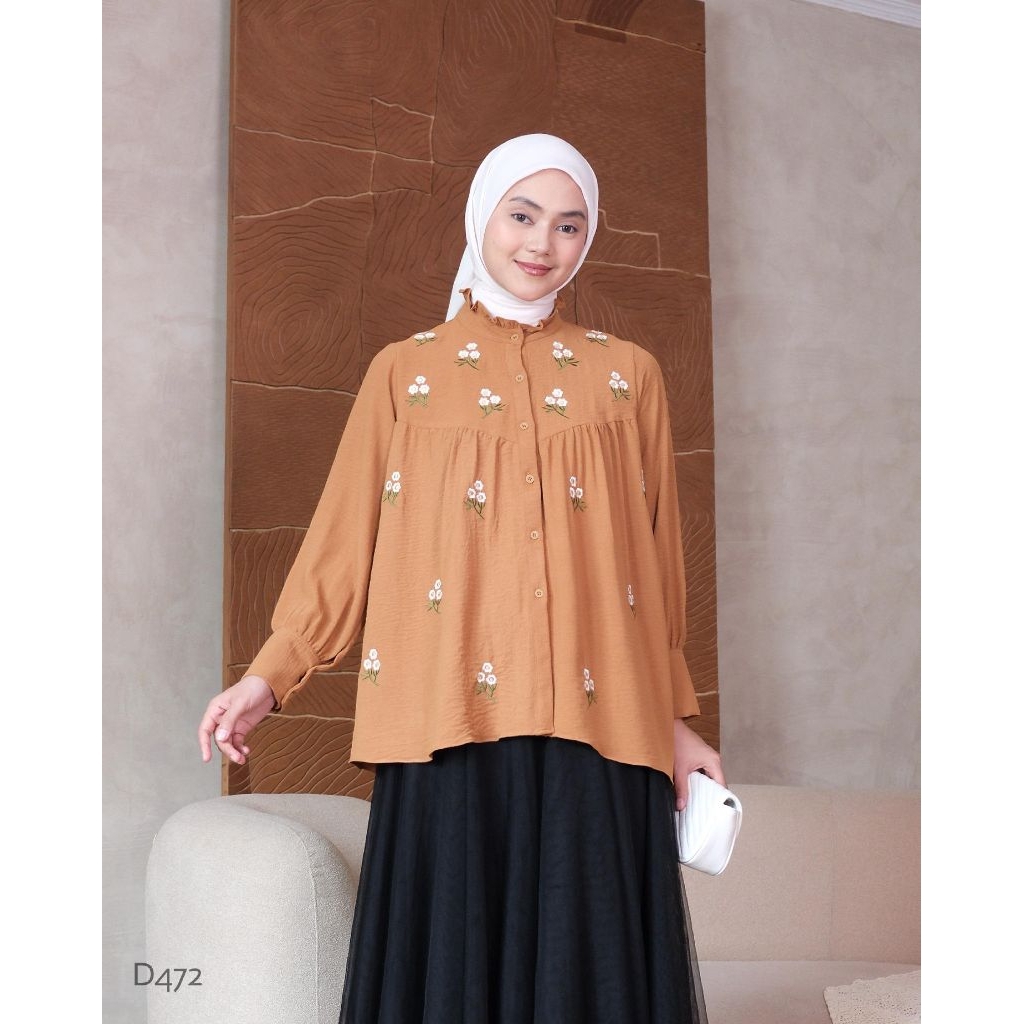 Blouse Wanita Bordir Premium Linen Bangkok | Atasan Linen Bangkok Import | Blouse Wanita Premium