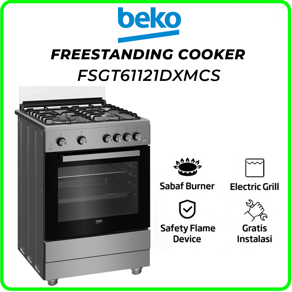 BEKO KOMPOR GAS & OVEN GAS  - 75LITER FSGT61121DXMCS HIGH-ELECTRIC GRILL