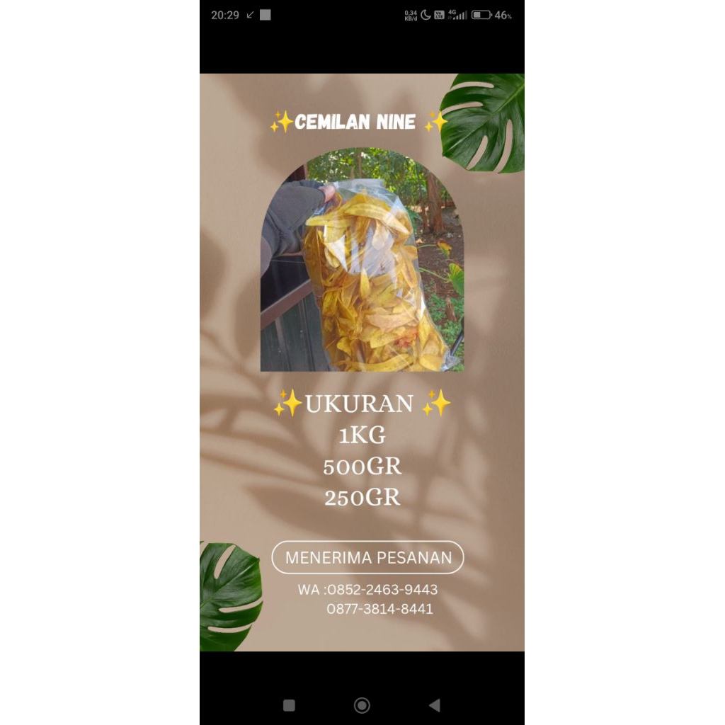 

keripik pisang kepok manis panjang 1 kg